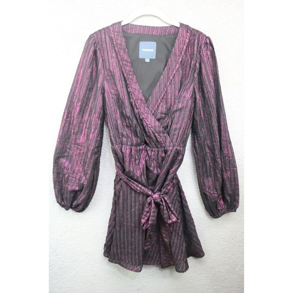 Modcloth Purple Black Iridescent Long Balloon Sleeves Dress-Medium-Whimsigoth